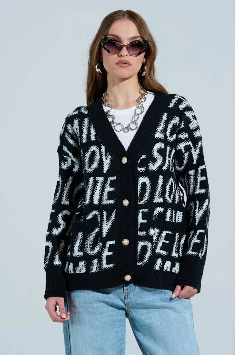 I JUST FEEL LIKE GRAPHIC CARDIGAN sold by AKIRA product image thumbnail 4