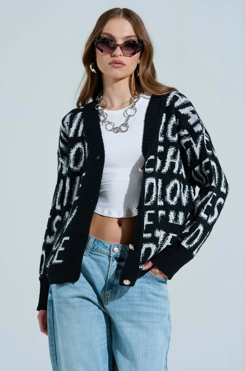 I JUST FEEL LIKE GRAPHIC CARDIGAN sold by AKIRA product image thumbnail 3