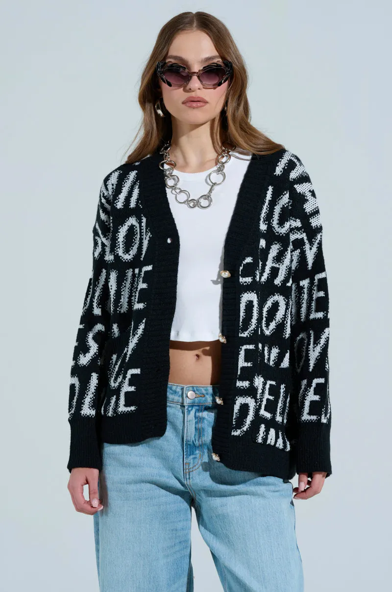 I JUST FEEL LIKE GRAPHIC CARDIGAN sold by AKIRA product image thumbnail 2