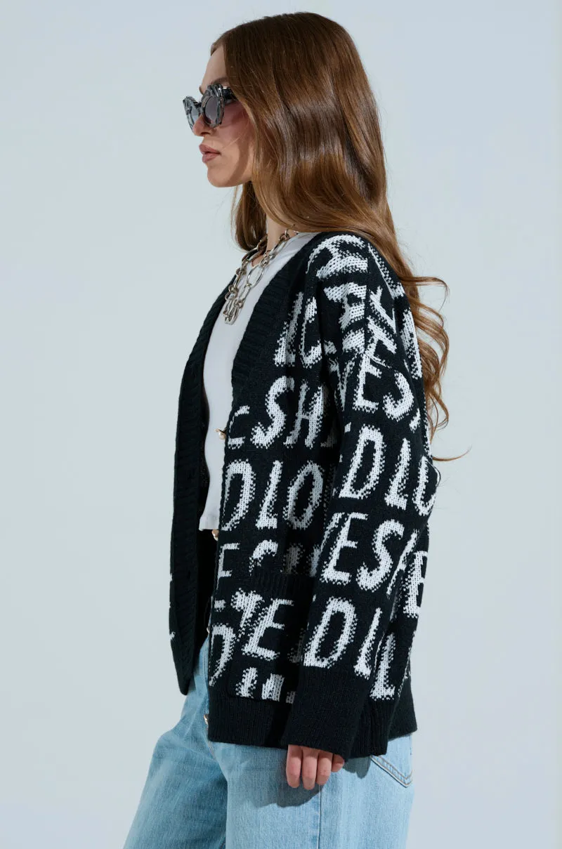 I JUST FEEL LIKE GRAPHIC CARDIGAN sold by AKIRA product image thumbnail 5