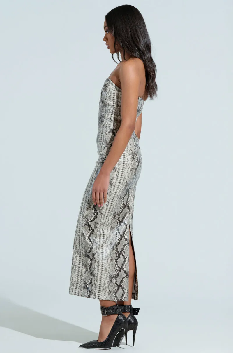 DROP IT LOW SNAKE MIDI DRESS sold by AKIRA product image thumbnail 4