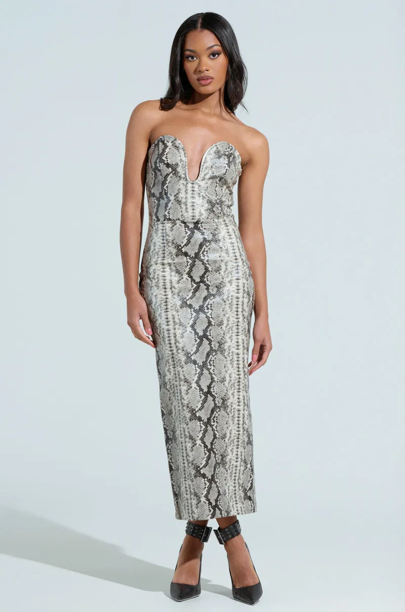 DROP IT LOW SNAKE MIDI DRESS sold by AKIRA product image thumbnail 2