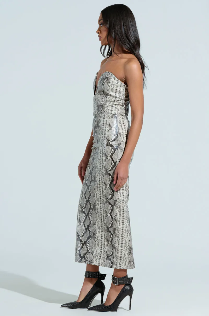 DROP IT LOW SNAKE MIDI DRESS sold by AKIRA product image thumbnail 5