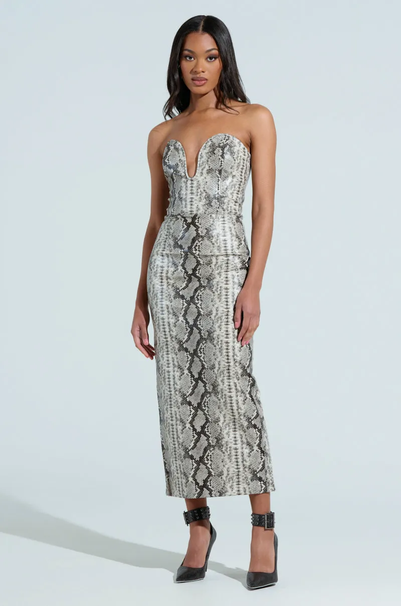 DROP IT LOW SNAKE MIDI DRESS sold by AKIRA product image thumbnail 3