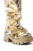 AZALEA WANG SYBEL BUTTON GOLD FLAT BOOTIE sold by AKIRA