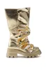 AZALEA WANG SYBEL BUTTON GOLD FLAT BOOTIE sold by AKIRA