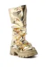 AZALEA WANG SYBEL BUTTON GOLD FLAT BOOTIE sold by AKIRA