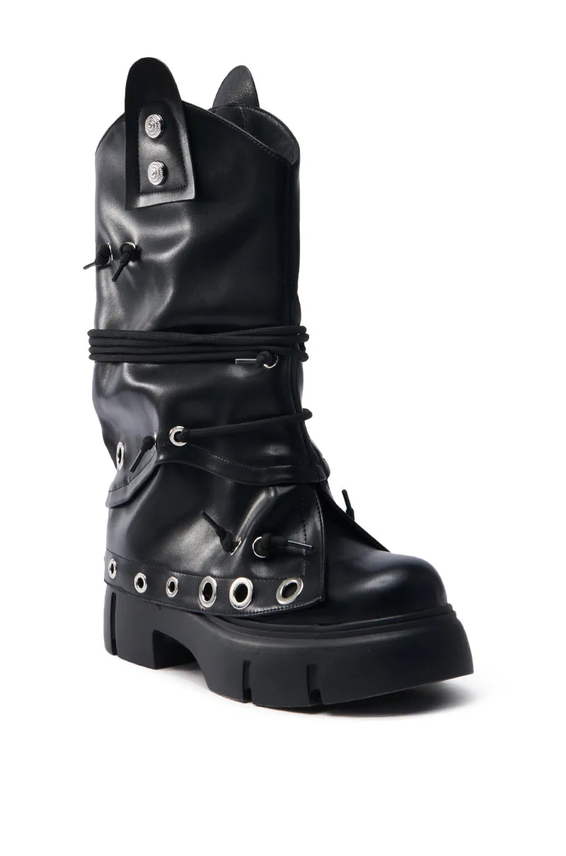 AZALEA WANG CAPIRE BLACK CINCHING COMBAT BOOTIE sold by AKIRA product image thumbnail 5