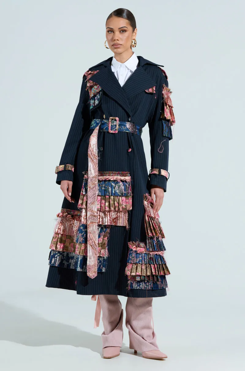 MAKE AN ENTRANCE PATCHWORK TRENCH sold by AKIRA