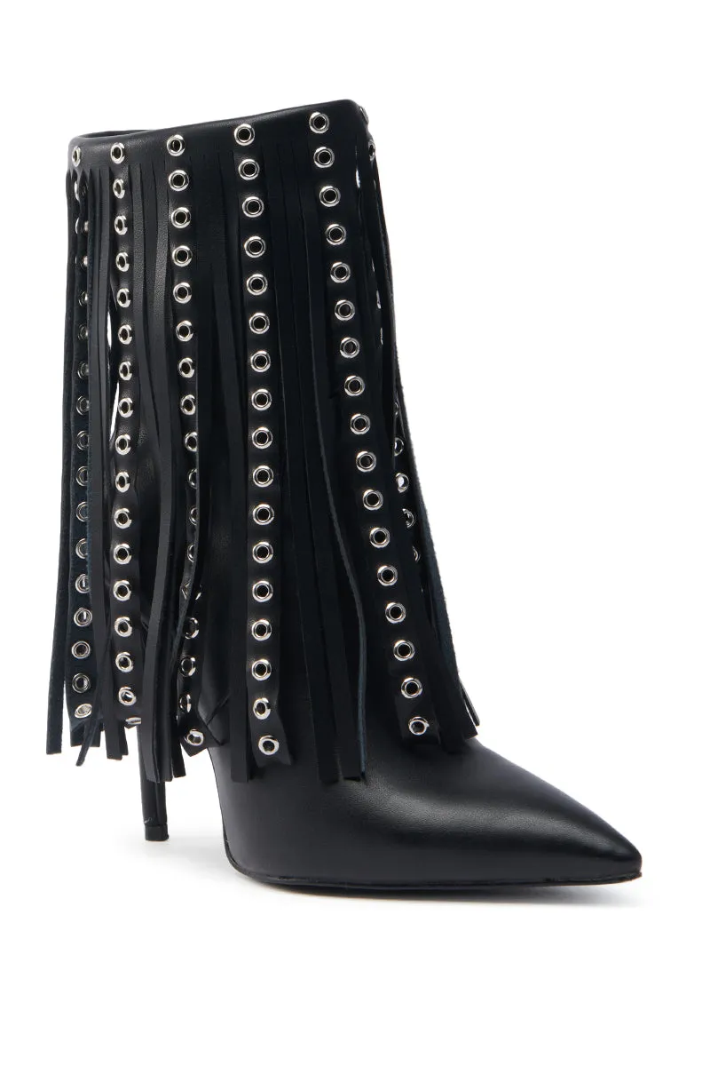 AZALEA WANG STERLING BLACK FRINGE STILETTO BOOTIE sold by AKIRA product image thumbnail 5