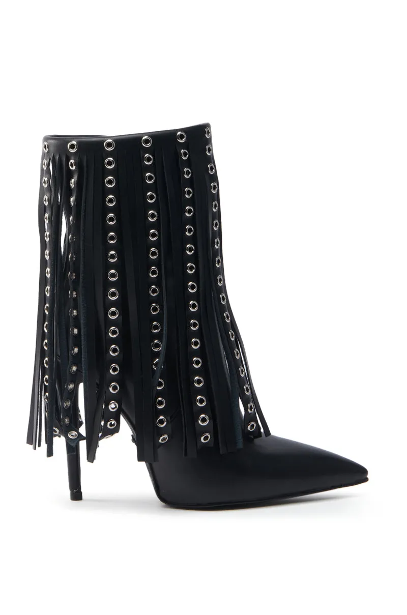 AZALEA WANG STERLING BLACK FRINGE STILETTO BOOTIE sold by AKIRA product image thumbnail 4