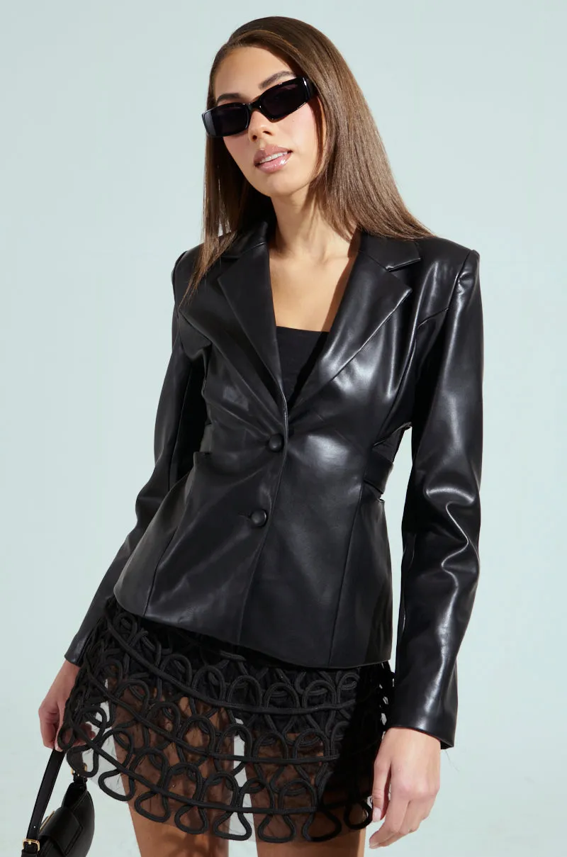 LUXE FAUX LEATHER CUTOUT BLAZER sold by AKIRA product image thumbnail 2