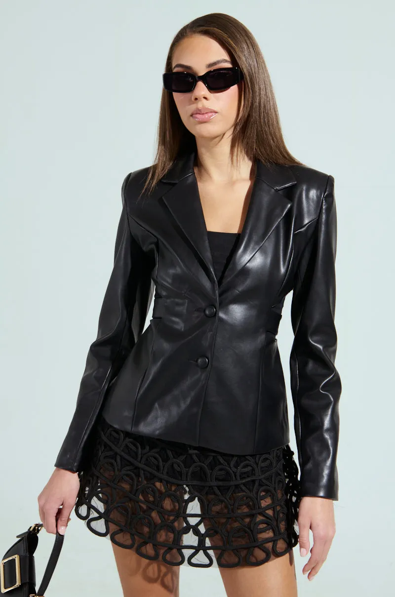LUXE FAUX LEATHER CUTOUT BLAZER sold by AKIRA product image thumbnail 5