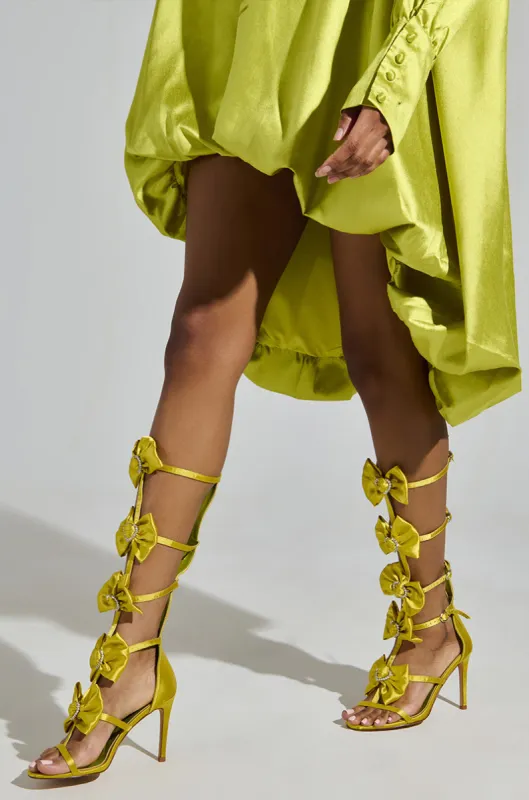 AZALEA WANG AERIN LIME BOW EMBELLISHED GLADIATOR STILETTO SANDAL sold by AKIRA