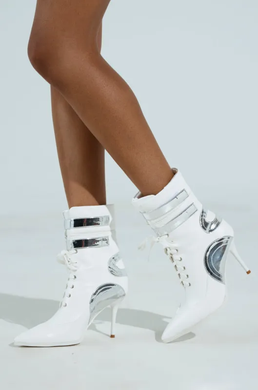 AZALEA WANG LACIE SILVER SPORTY BOOTIE sold by AKIRA
