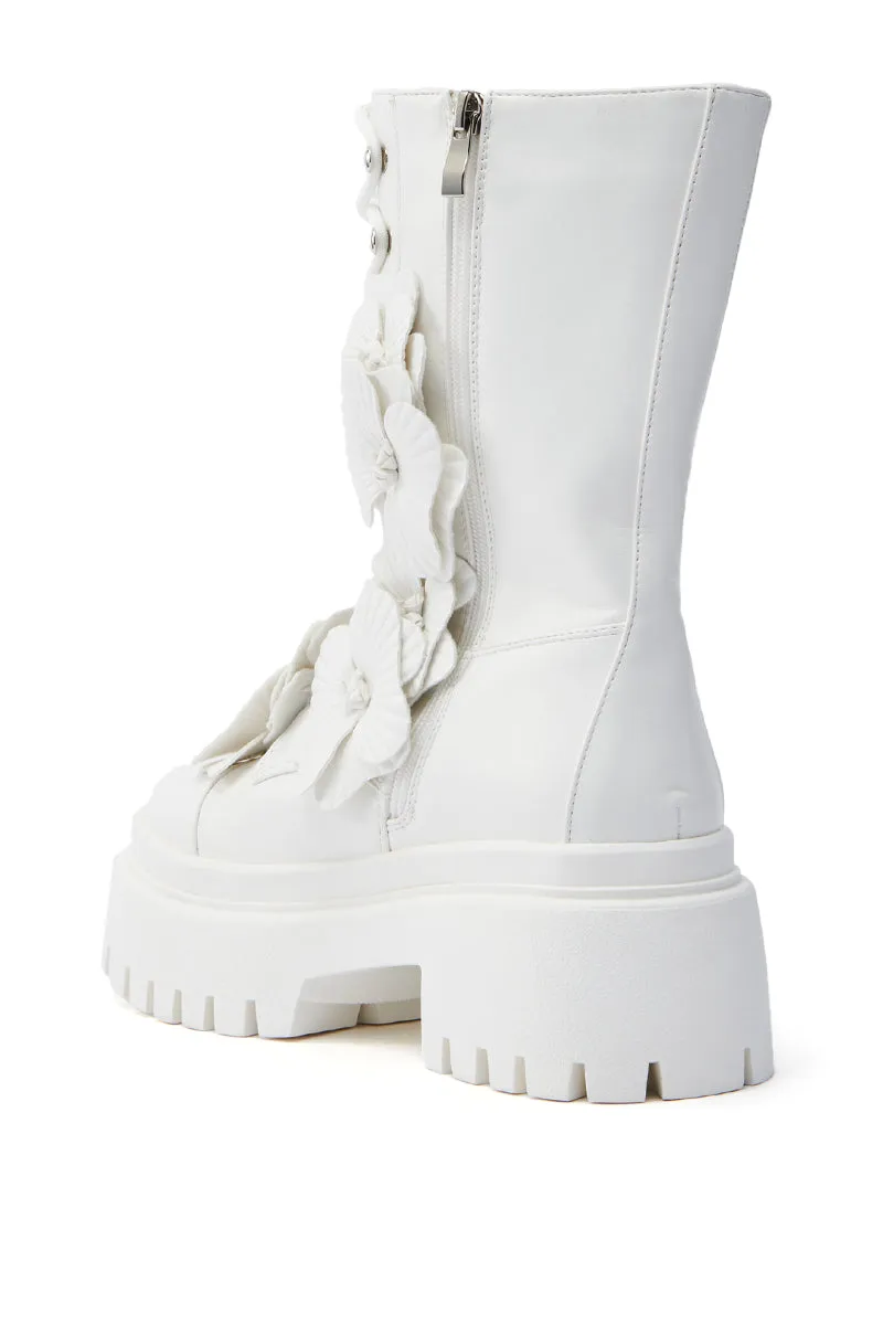 AZALEA WANG DEVOIR WHITE FLOWER EMBELLISHED COMBAT BOOTIE sold by AKIRA product image thumbnail 5