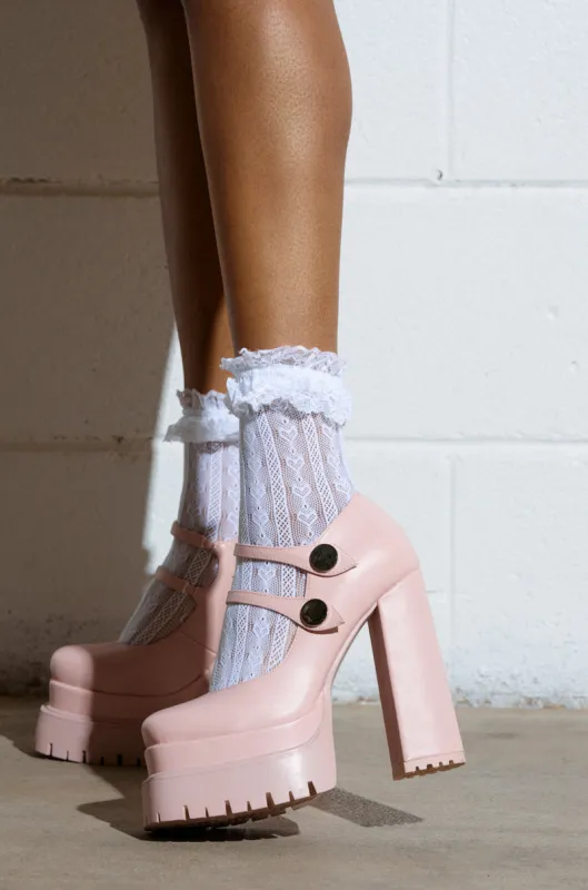 AZALEA WANG VIOLINA PINK CHUNKY PLATFORM PUMP sold by AKIRA