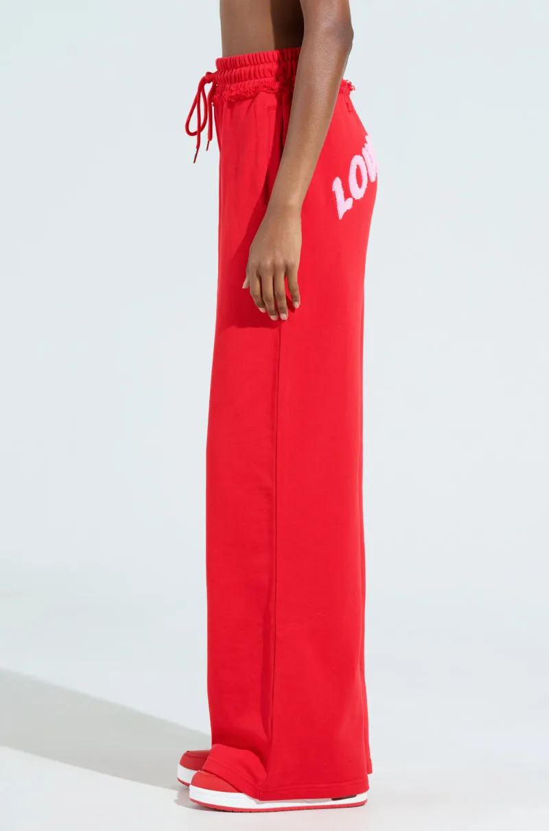 LOVERS CLUB WIDE LEG JOGGER IN RED sold by AKIRA product image thumbnail 4