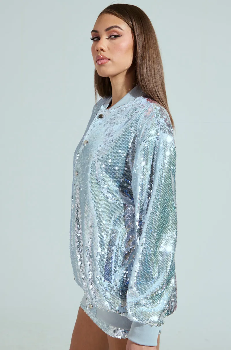 MA CHERIE OVERSIZED SEQUIN BOMBER sold by AKIRA product image thumbnail 4