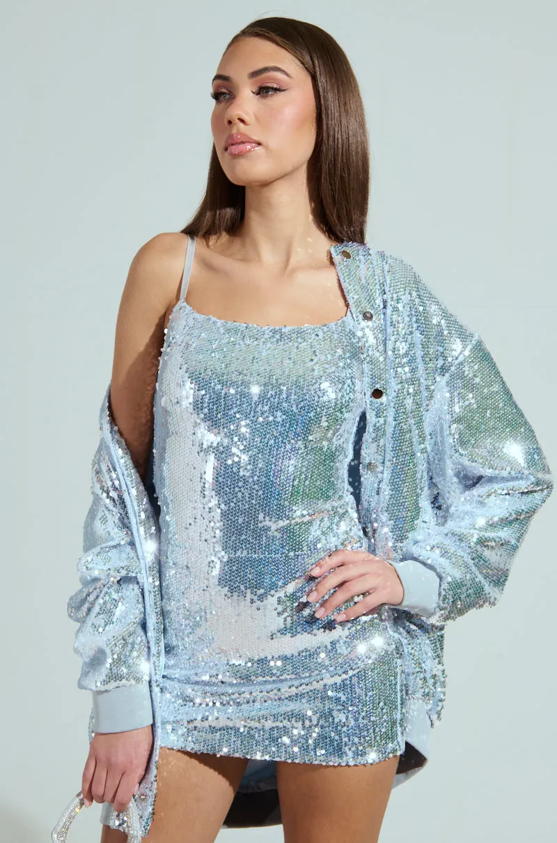 MA CHERIE OVERSIZED SEQUIN BOMBER sold by AKIRA product image thumbnail 3