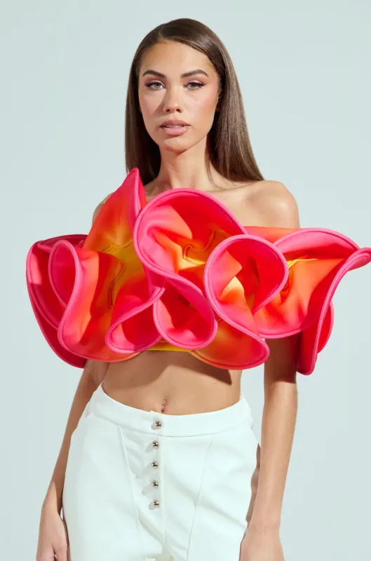 SUNSET DREAMS OFF THE SHOULDER CROP TOP sold by AKIRA