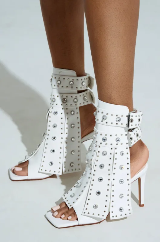 AZALEA WANG IRELYN WHITE EMBELLISHED SANDAL sold by AKIRA