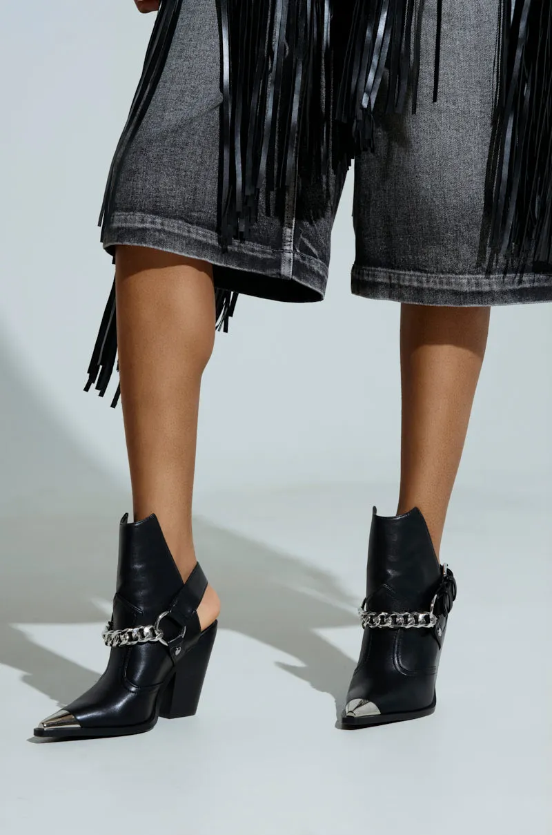 AZALEA WANG WADE BLACK WESTERN BOOTIE sold by AKIRA