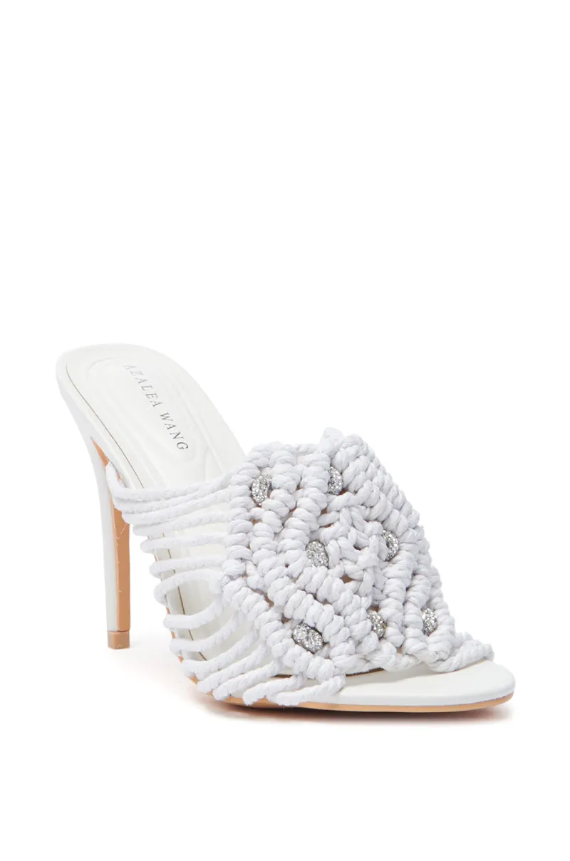 AZALEA WANG CERES WHITE ROPE WITH RHINESTONE BEADS SANDAL sold by AKIRA product image thumbnail 3