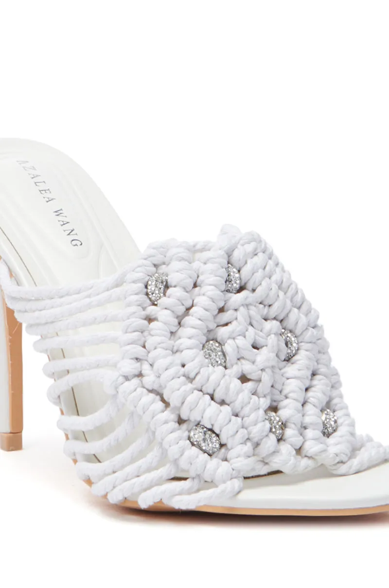 AZALEA WANG CERES WHITE ROPE WITH RHINESTONE BEADS SANDAL sold by AKIRA product image thumbnail 5