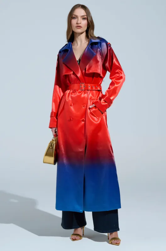 NICKI OMBRE SATIN TRENCH sold by AKIRA