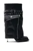 AZALEA WANG SAYLAH BLACK FOLD OVER STILETTO BOOTIE sold by AKIRA