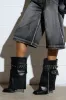 AZALEA WANG SAYLAH BLACK FOLD OVER STILETTO BOOTIE sold by AKIRA