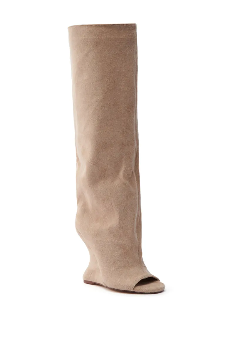 AZALEA WANG VINCENT NUDE FAUX SUEDE OPEN TOE BOOT sold by AKIRA product image thumbnail 4