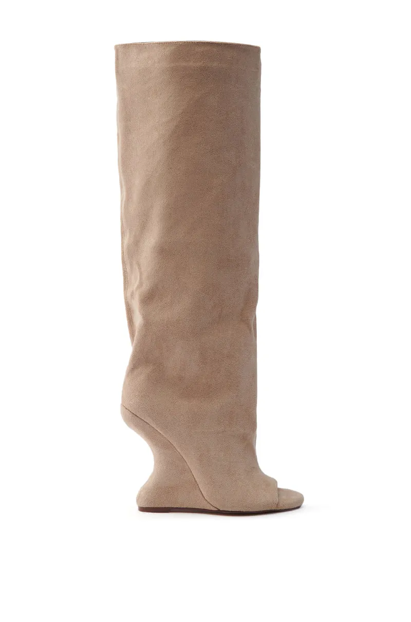 AZALEA WANG VINCENT NUDE FAUX SUEDE OPEN TOE BOOT sold by AKIRA product image thumbnail 3