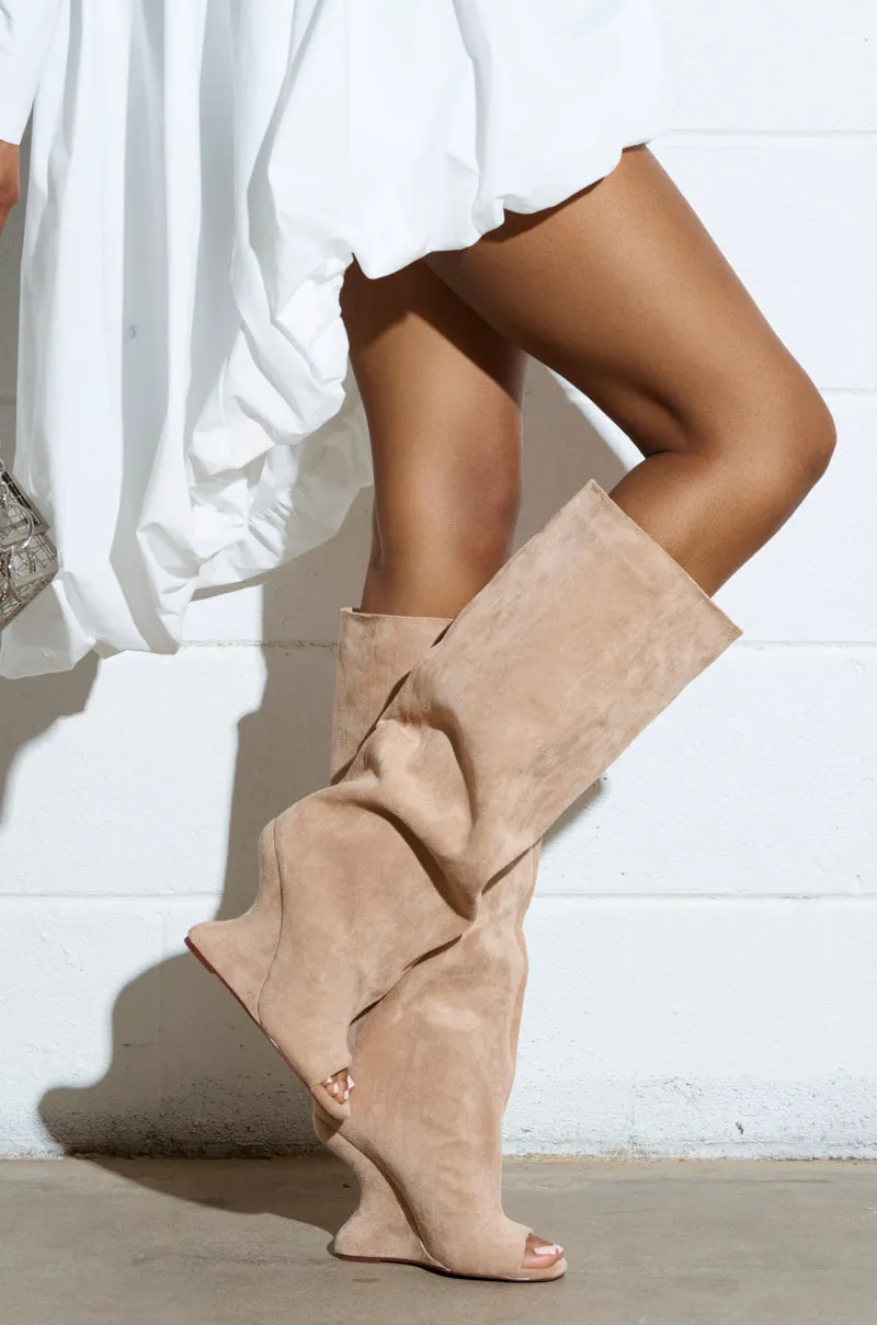 AZALEA WANG VINCENT NUDE FAUX SUEDE OPEN TOE BOOT sold by AKIRA product image thumbnail 2