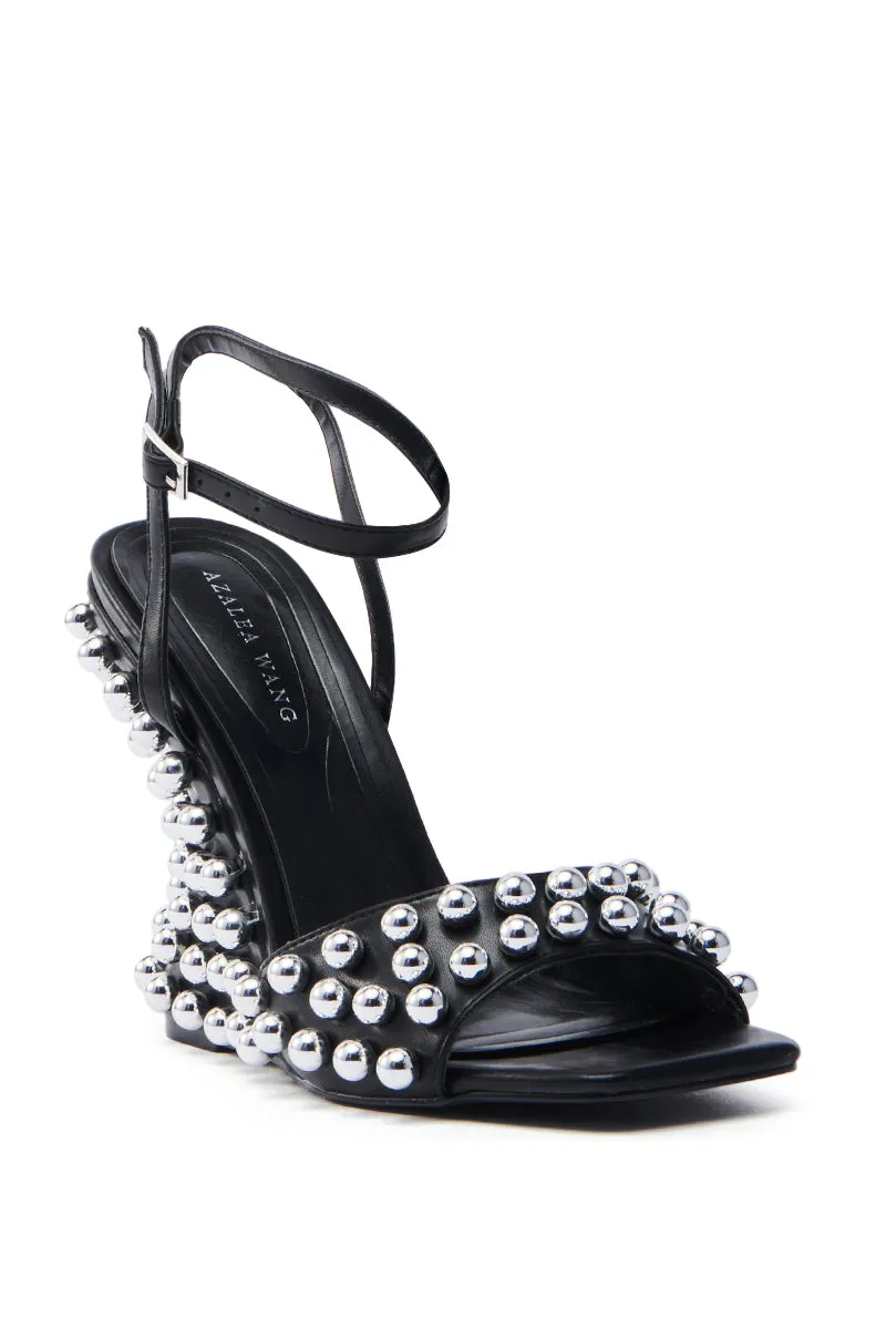 AZALEA WANG CYBELE BLACK EMBELLISHED WEDGE SANDAL sold by AKIRA product image thumbnail 5