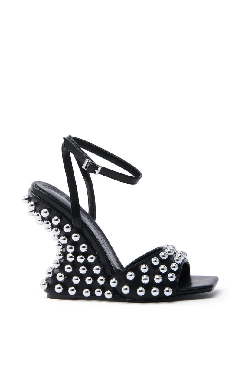 AZALEA WANG CYBELE BLACK EMBELLISHED WEDGE SANDAL sold by AKIRA product image thumbnail 4