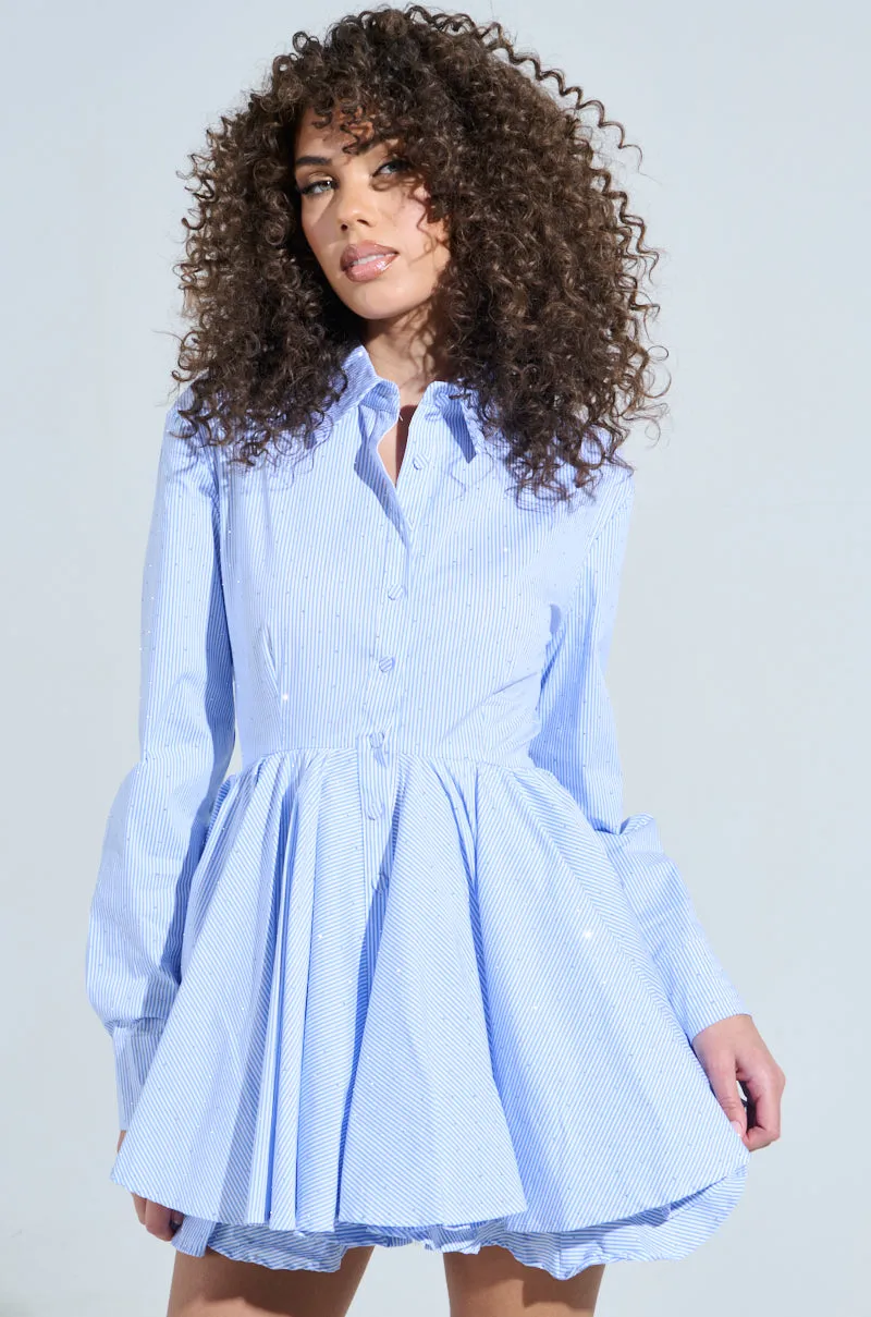 THE IT GIRL MINI DRESS IN STRIPED POPLIN sold by AKIRA product image thumbnail 5