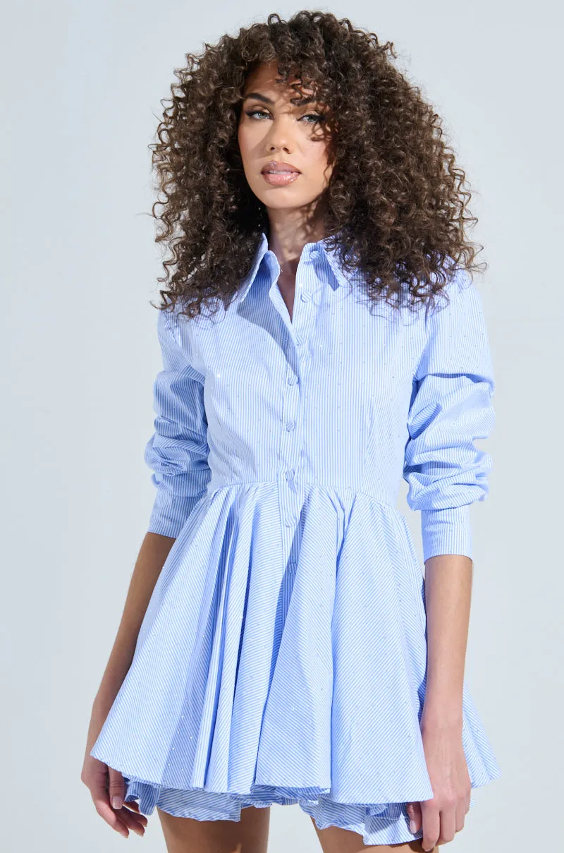 THE IT GIRL MINI DRESS IN STRIPED POPLIN sold by AKIRA product image thumbnail 3