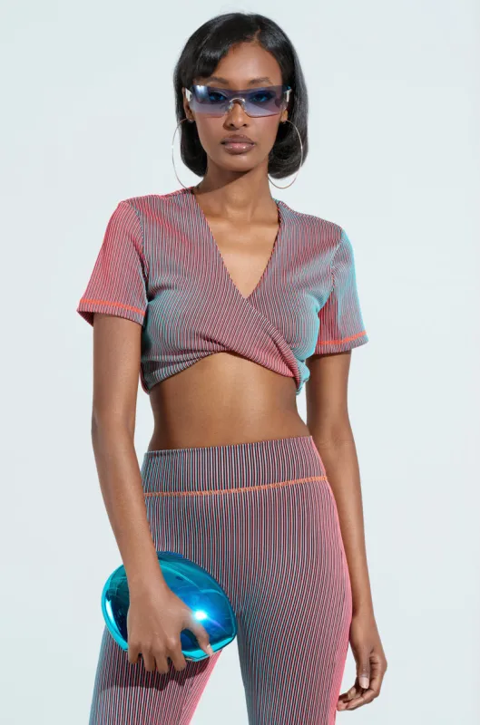 DOUBLE TAKE RIBBED TWISTED CROP TOP sold by AKIRA