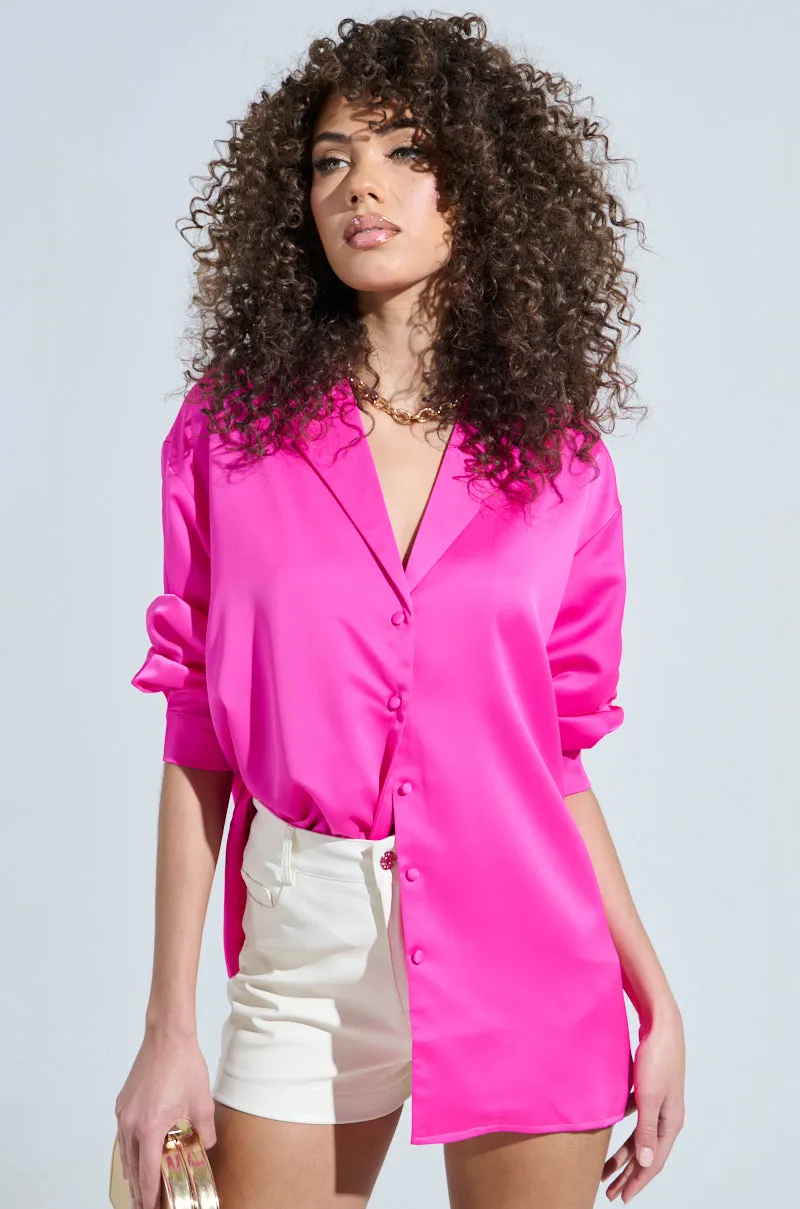 GEO SATIN LONG SLEEVE BLOUSE sold by AKIRA