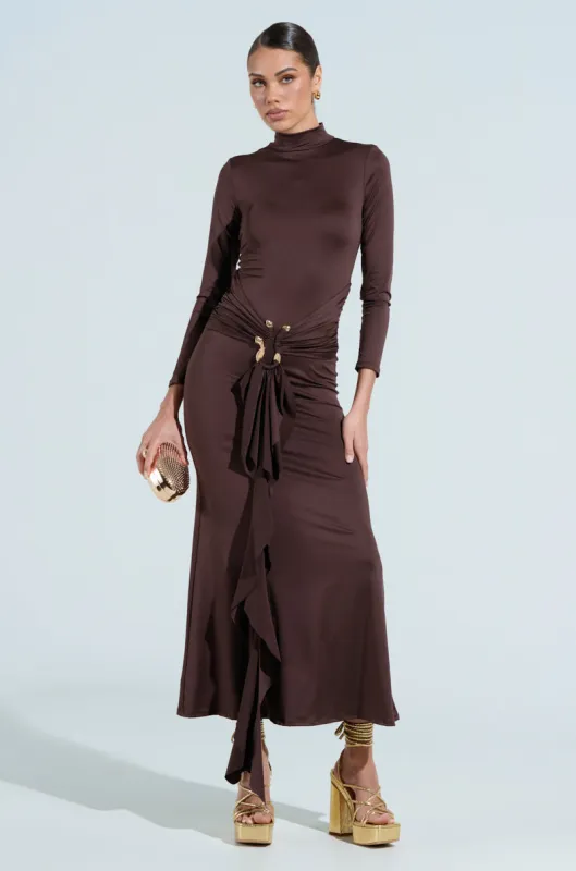 THE BEST ONE YET BROWN MAXI DRESS sold by AKIRA
