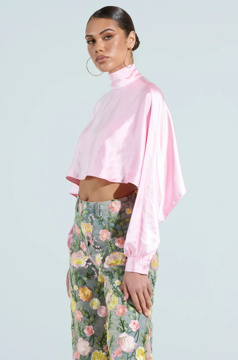 TALIA SATIN MOCK NECK BLOUSE sold by AKIRA product image thumbnail 3