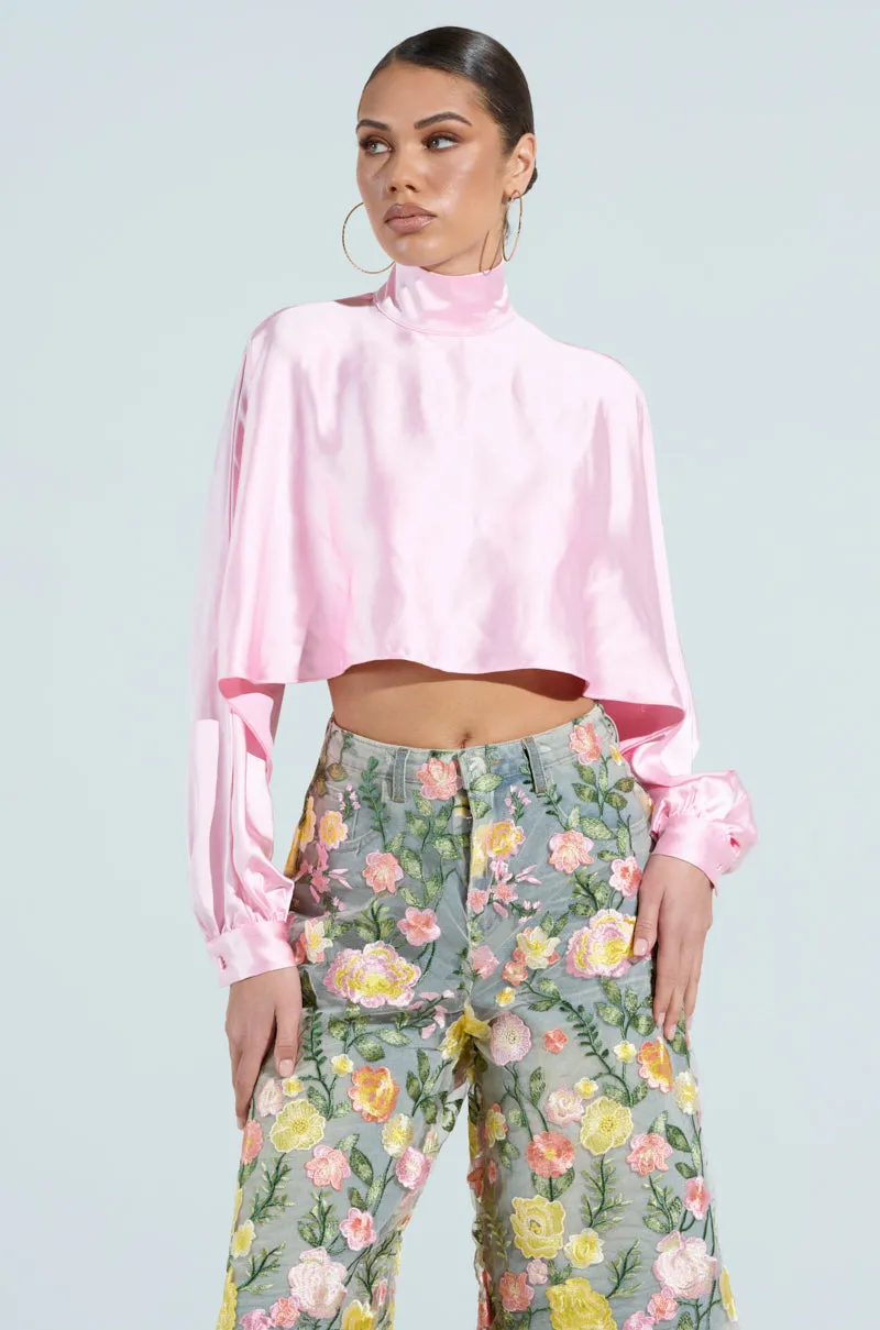 TALIA SATIN MOCK NECK BLOUSE sold by AKIRA product image thumbnail 2