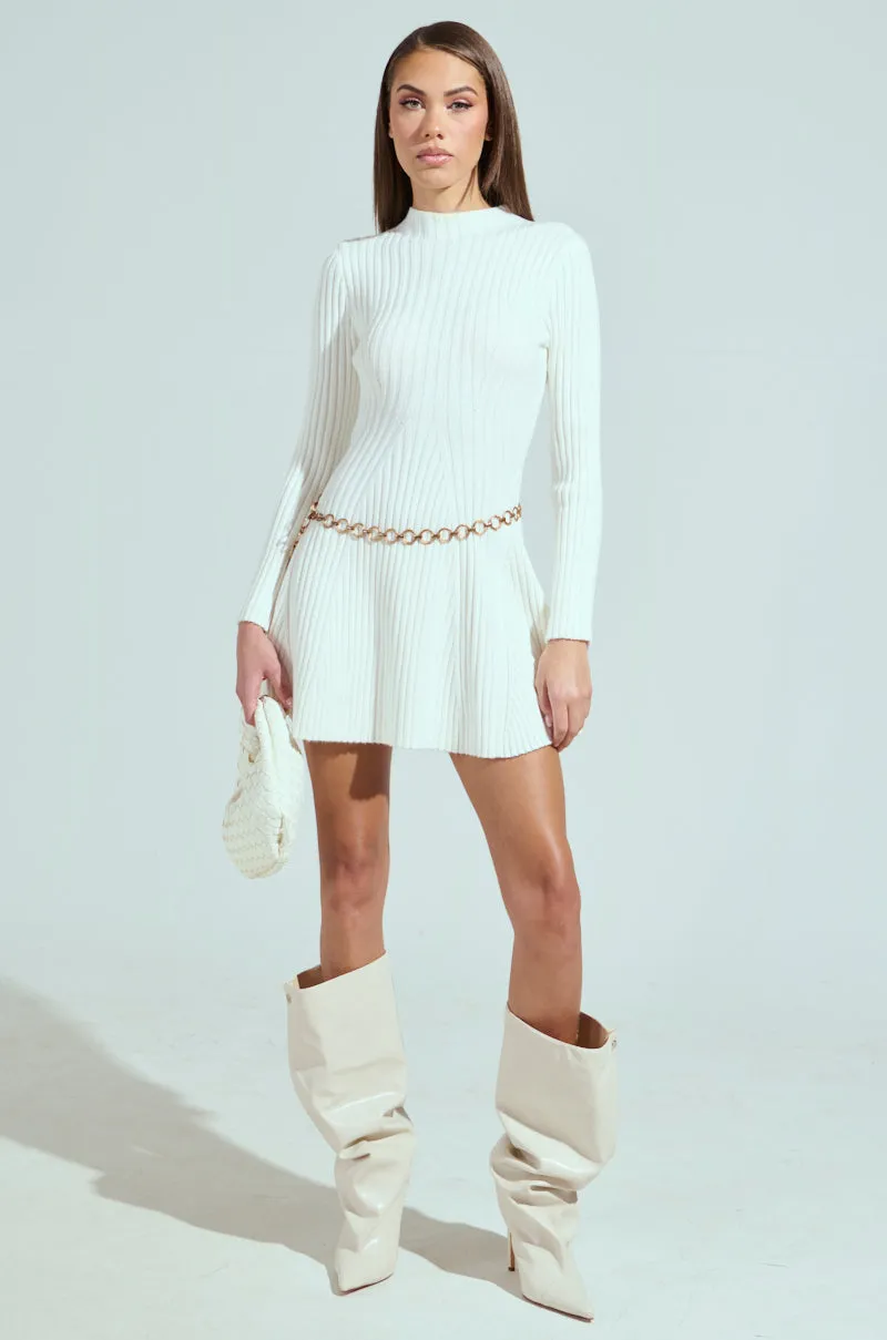 SLEEK AND CHIC KNIT MINI DRESS sold by AKIRA