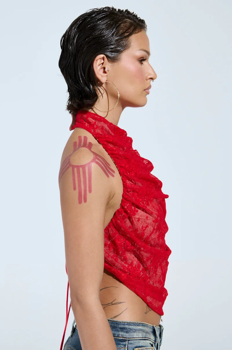 LETICIA LACE HALTER NECK TOP sold by AKIRA product image thumbnail 3