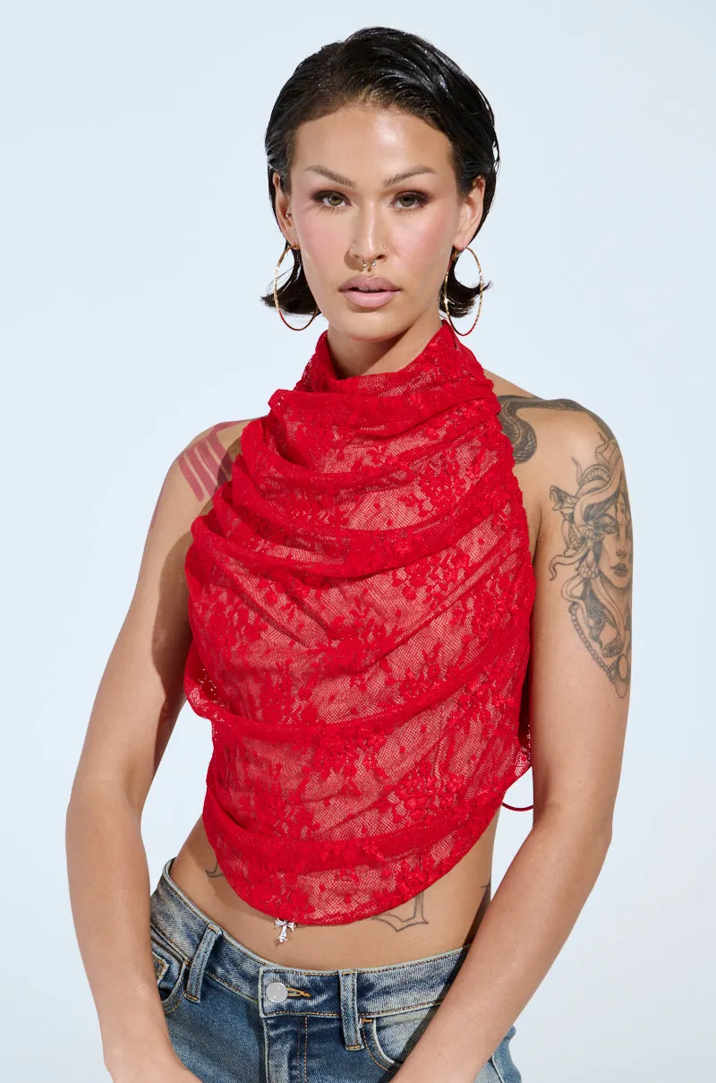 LETICIA LACE HALTER NECK TOP sold by AKIRA