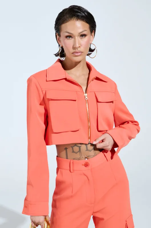 TAKE IT EASY CARGO BOMBER IN ORANGE sold by AKIRA