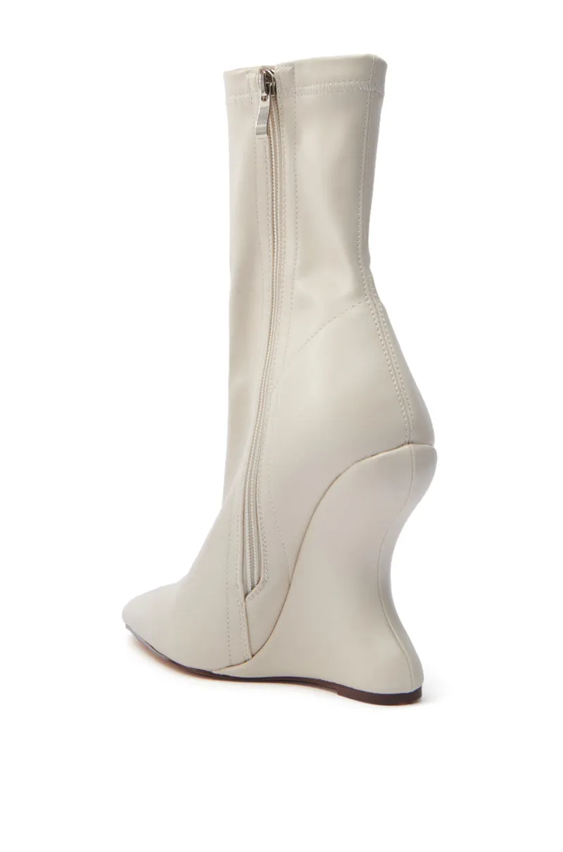 AZALEA WANG ARKETTA BEIGE ABSTRACT WEDGE HEEL BOOTIE sold by AKIRA product image thumbnail 5