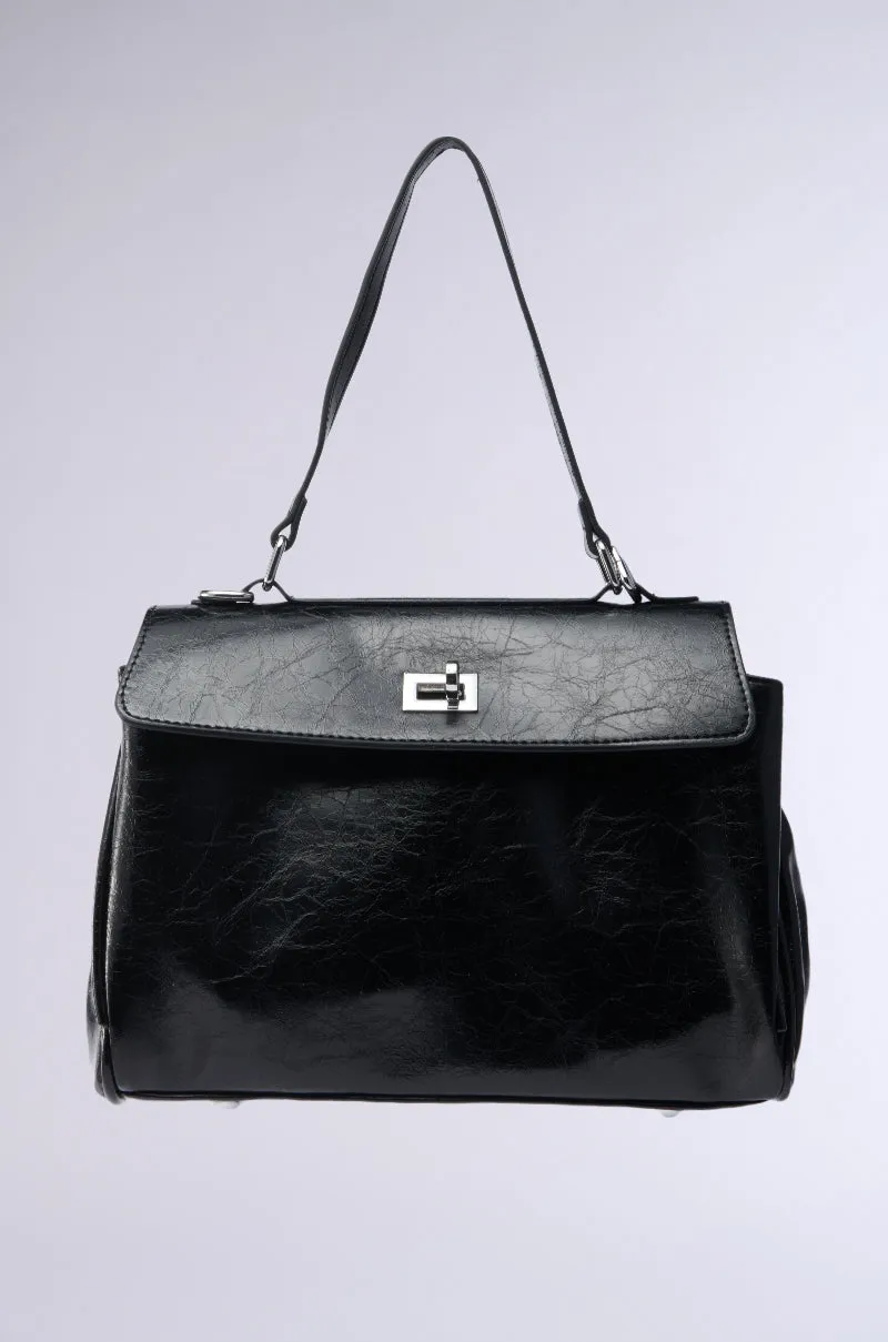 ROXANNE FAUX LEATHER SATCHEL sold by AKIRA